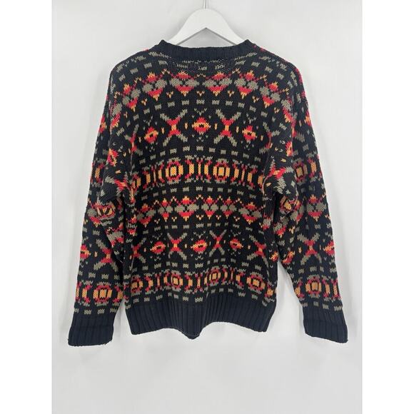 Gap Vintage Sweater Womens Medium Black Striped Retro Pullover Crewneck X's - Picture 10 of 16